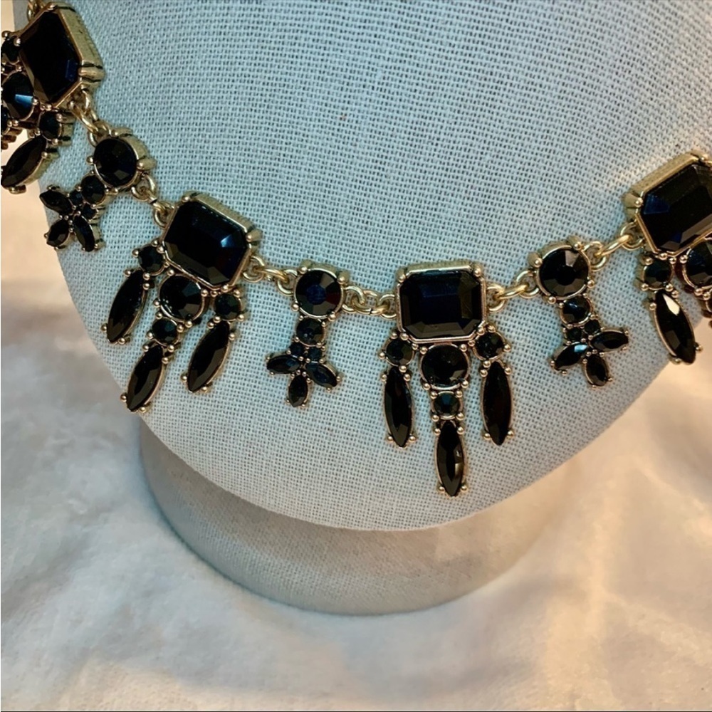 NWT Tribal Set Necklace & Earrings IMAN Gold-Tone Shiny Black Bib Necklace Gift - Picture 9 of 16